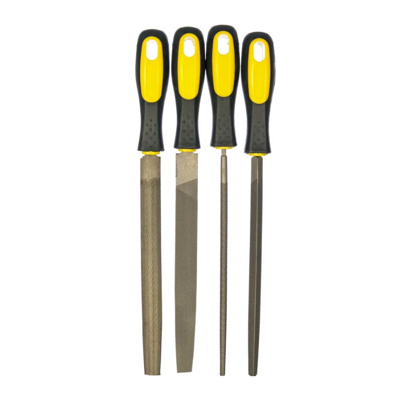 Напильники Fit 42596 прорезиненная ручка набор 4 шт трехгранный плоский круглый полукруглый 200 мм 1519₽