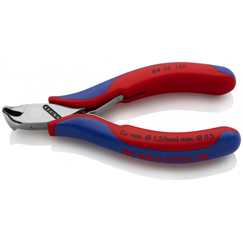 Кусачки торцевые Knipex KN-6432120 для электроники, маленькая фаска, губки 15°, 120 мм, 2-комп ручки в Костроме