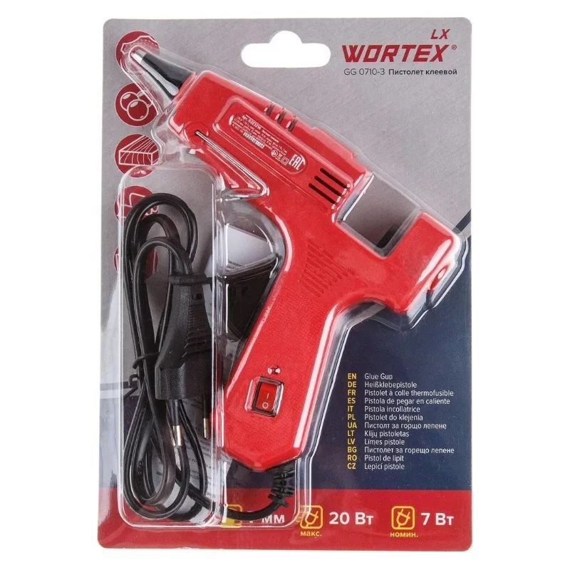 Пистолет клеевой Wortex LX GG 0710-3 0323216 (20 Вт, 7,2 мм, 8 г/мин) в Муроме