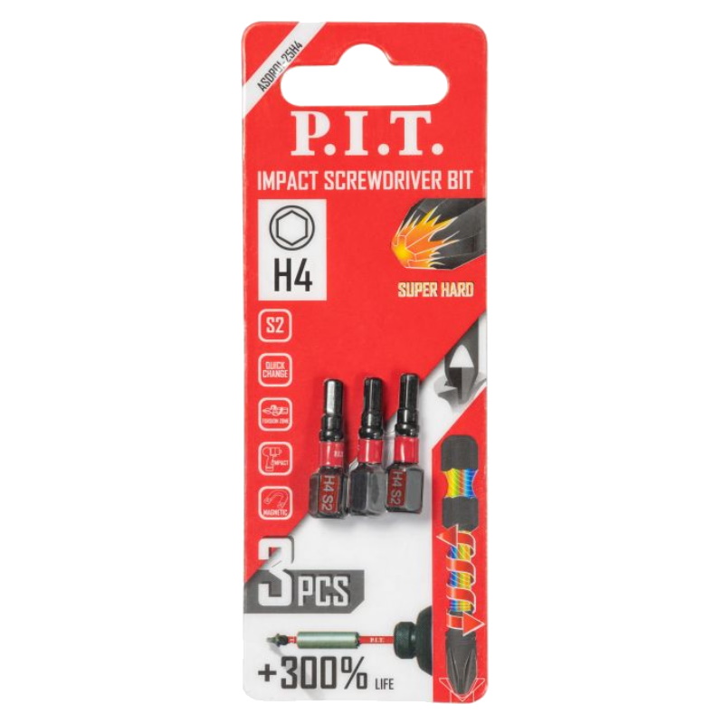 Бита ударная P.I.T. ASDR01-25H4, H4x25 мм, 3 шт в уп.  в Рыбинске