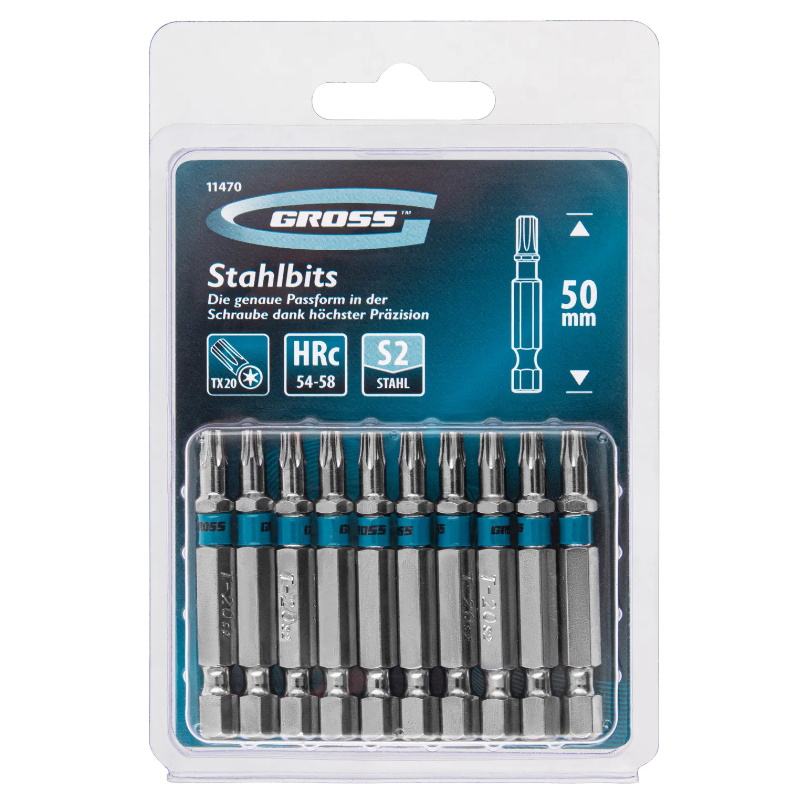 Набор бит Gross 11470, TORX 20х50, сталь S2, 10 шт.