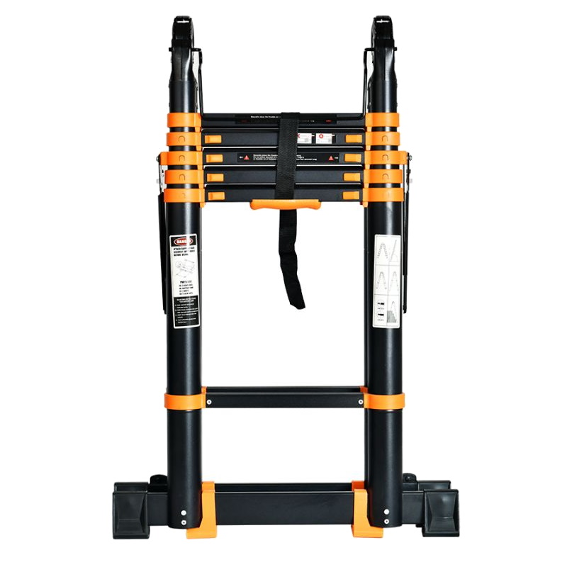 Лестница телескопическая Startul BLACK LINE ST9932-058, 2-х секционная, алюминиевая, 290/580 см, 2х7 ступеней, 19.2 кг в Ярославле