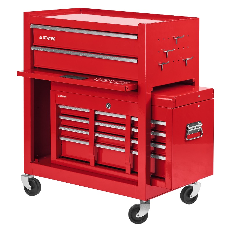 Инструментальная тележка Stayer 38909-K (616х330х742 мм, комбо, 2 ящика + ящик настольный, 7 полок) в Коврове