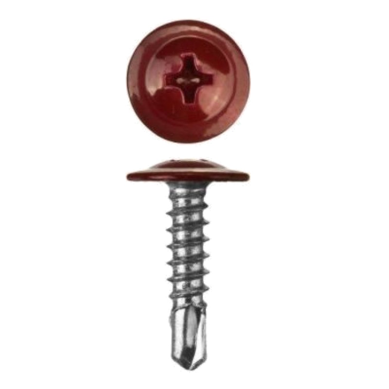 Саморез Starfix SMC1-87144-500 42х16 мм с прессшайбой цинк со сверлом RAL 3005 500 шт в карт уп 427₽