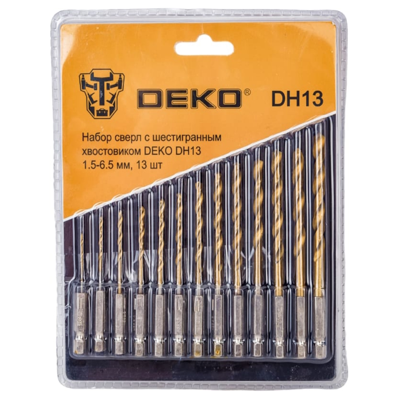 Набор сверл с шестигранным хвостовиком Deko DH13 065-0538 1.5-6.5 мм, 13 шт в Иваново