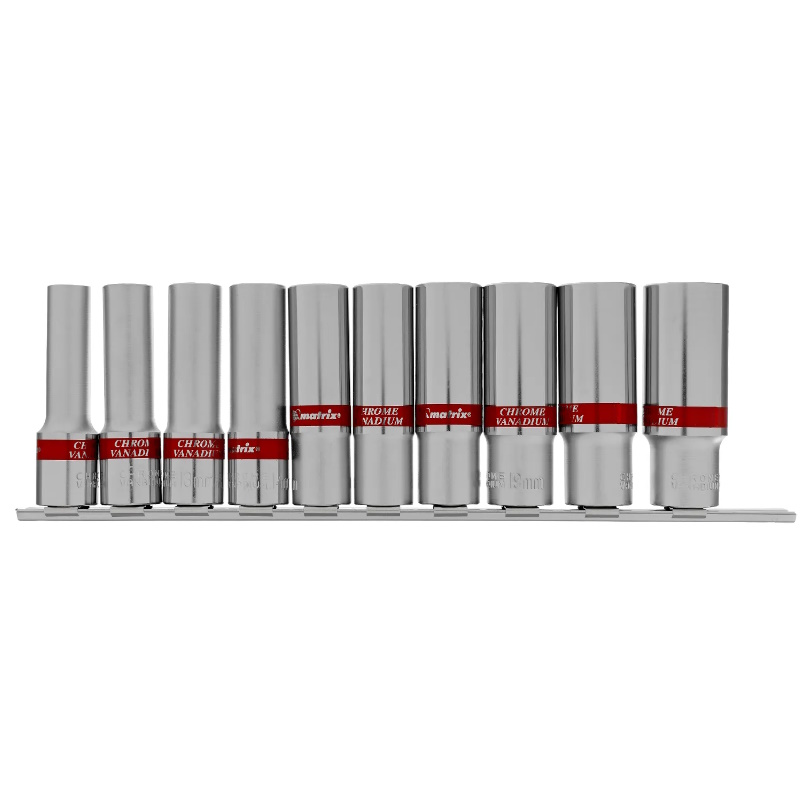 Набор удлиненных торцевых головок Matrix 13590, 1/2", 6 гранные, CrV, 10-22мм, 10 штук в Нижнем Новгороде