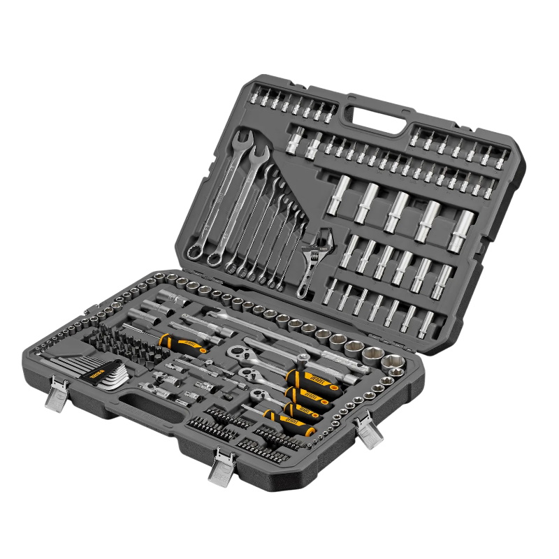 Набор инструментов Denzel 15807, 1/2", 1/4", 3/8", CrV, S2, пластиковый кейс, 216 предметов в Угличе
