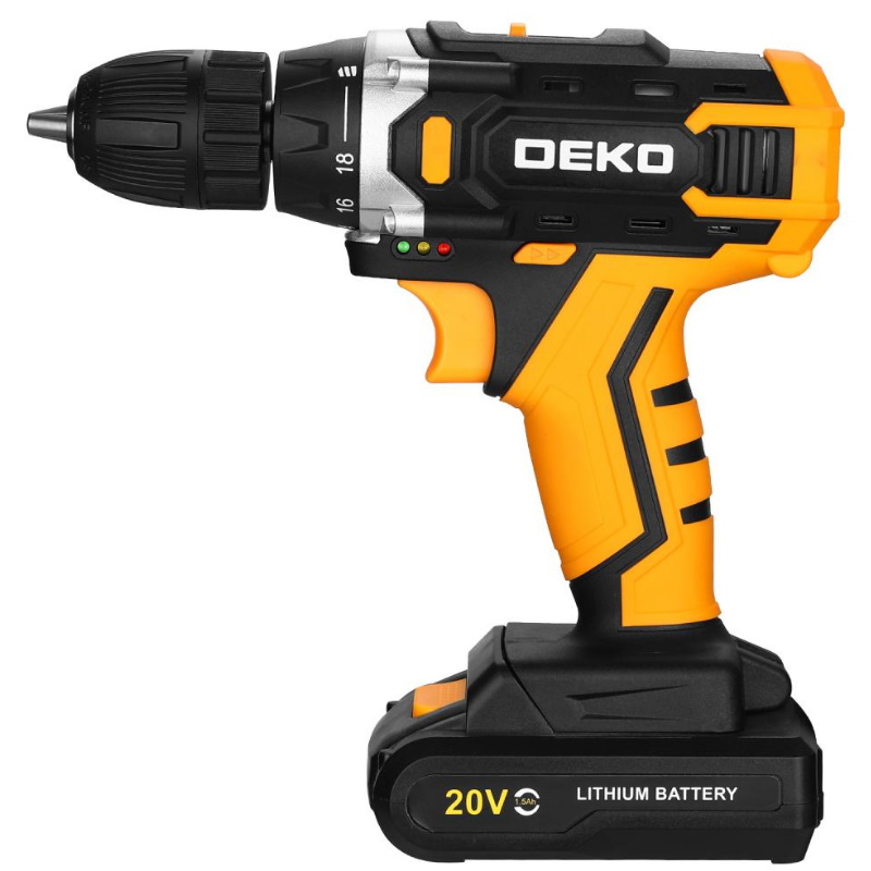 Аккумуляторная дрель-шуруповерт Deko Banger 080-1004 20V, 20В, 1x1.5Ач в Муроме