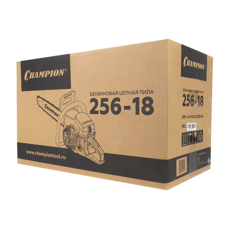 Бензопила Champion 256-18, 54 см³, 2.5 кВт, шина 18", шаг цепи 0.325, 72 звена в Коврове