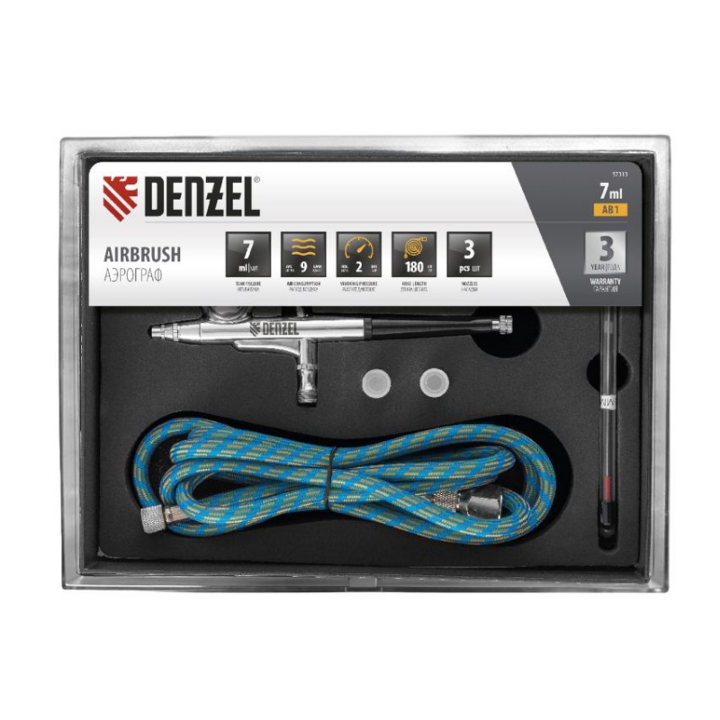 Аэрограф с верхним бачком Denzel AB1 57313 020305 мм 7 мл 9 лмин