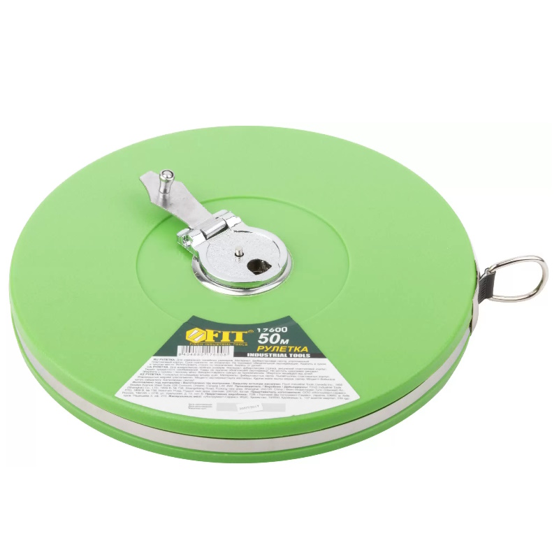 Рулетка Fit 17600 фиберглассовая лента зеленый пластиковый корпус 50 м 1606₽