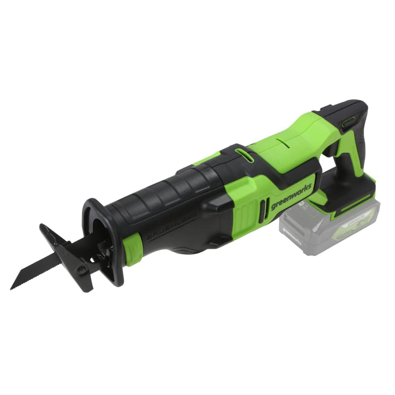 Аккумуляторная бесключевая сабельная пила Greenworks GD24RS (24В, без АКБ и ЗУ, макс длина полотна 210 мм, li-ion)