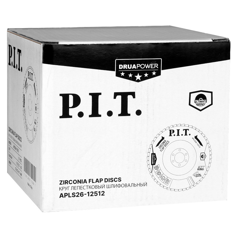 Круг лепестковый шлифовальный P.I.T. ZA120 DRUA APLS26-12512, 125x22,2 мм, циркониевый корунд