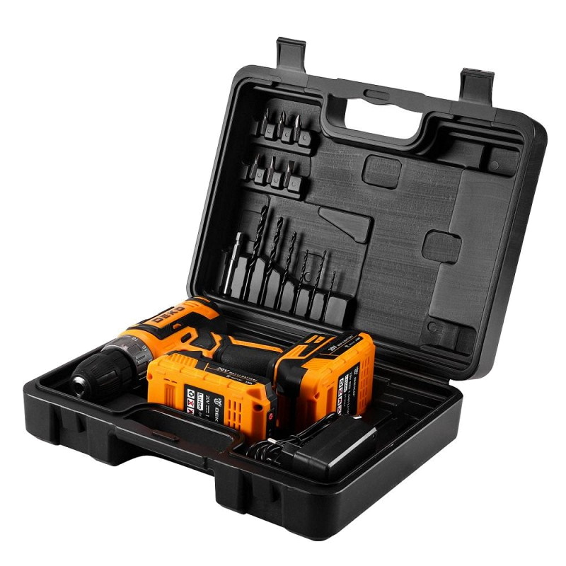 Аккумуляторная дрель-шуруповерт Deko Banger 20V ONE+ 083-1109, 13 предметов, в кейсе, 2x3.0 Ач в Рыбинске