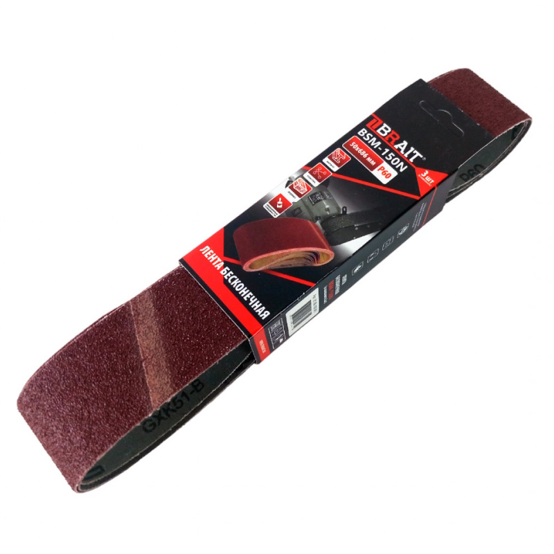 Лента абразивная бесконечная Brait BSM-150N 2106166061 50686мм зернистость P60 3 шткомплект 570₽