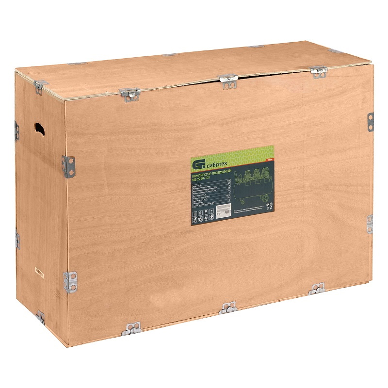Компрессор безмасляный Сибртех МБ 2250100 58008 малошумный 2250 Вт 100л 400 лмин