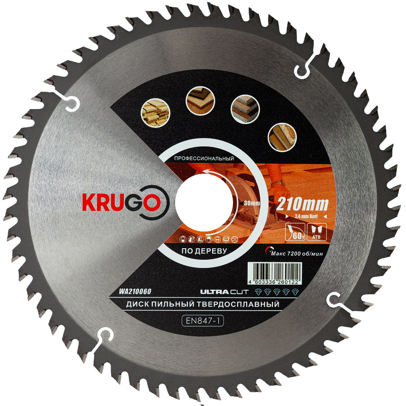 Пильный диск Krugo WA210060, 210x2.4/1.6x60Tx30mm