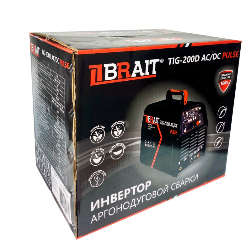 Инвертор аргонодуговой сварки Brait TIG-200D AC/DC PULSE 18.01.018.043, режим сварки TIG/MMA  в Твери