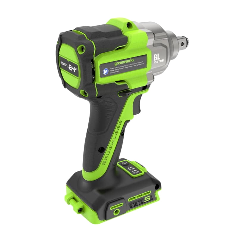 Гайковерт ударный аккумуляторный Greenworks IW5500 3805007CUG, 24V, б/щет, 1/2'', 500 Нм, 3 режима, 1х5Ач, ЗУ, коробка в Ярославле