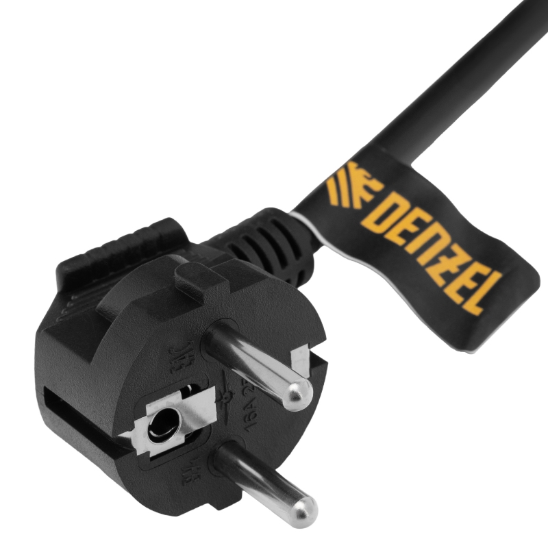 Шнур сетевой Denzel Energy Series 37663, ПВС, 1,5 м, 3х1 мм, с неразборной вилкой, черный в Рыбинске