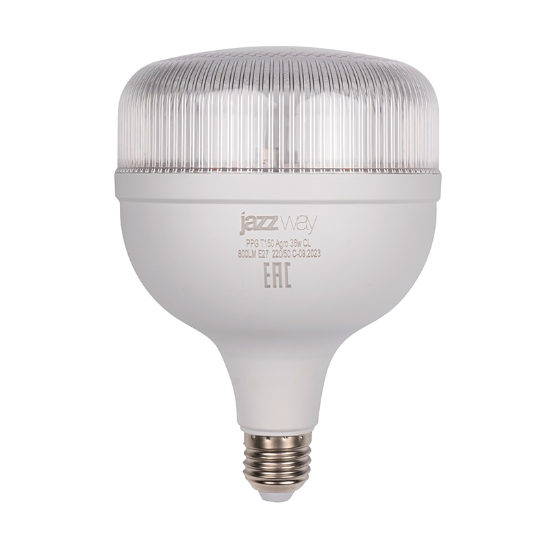 Лампа светодиодная Jazzway PPG T150 Agro 36Вт CL E27 5050389 1790486 ,173х124 мм, для растений в Кинешме