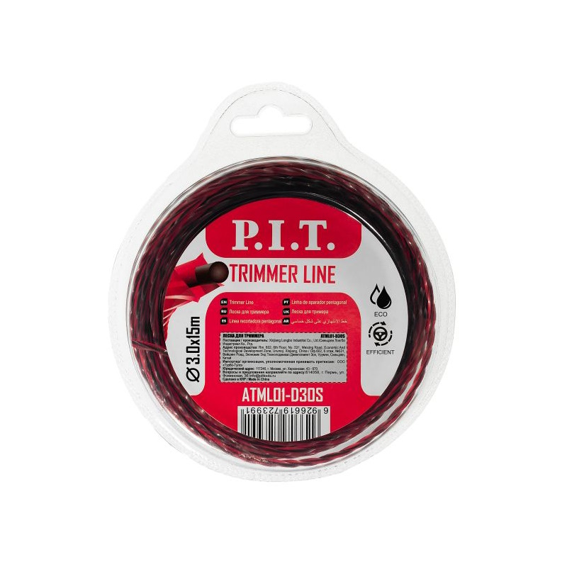 Леска для триммеров P.I.T. ATML01-D30S, двухцветная, 15 м x 3,0 мм, блистер в Твери