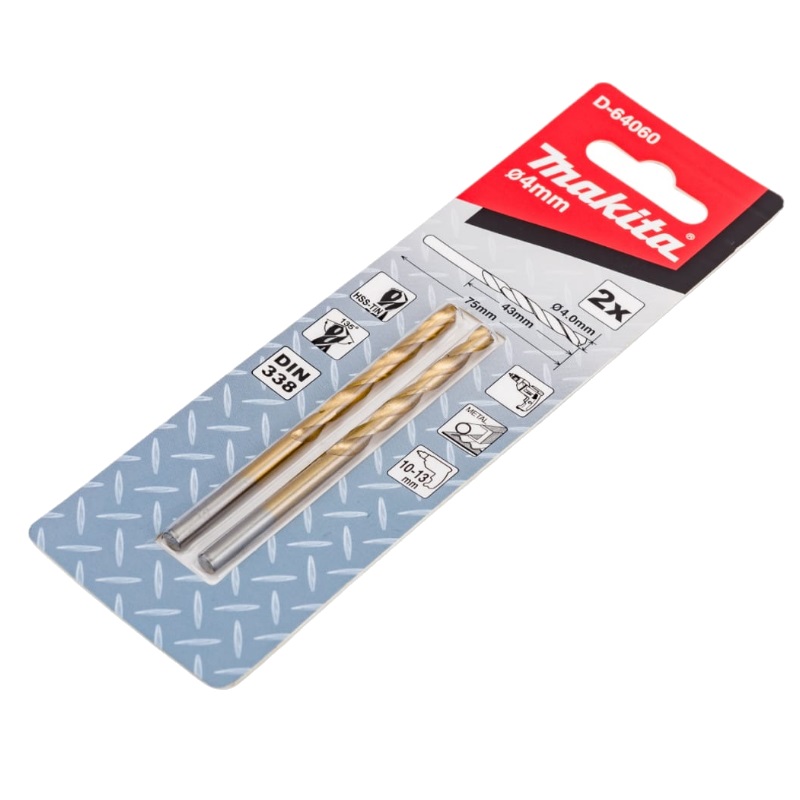 Сверло по металлу Makita D-64060 HSS-TiN Economy 4х43x75 мм, 2 шт. в Муроме