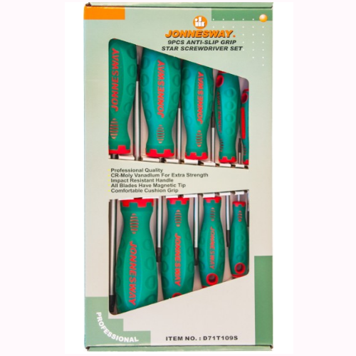 Набор отверток Jonnesway ANTI SLIP, Torx T8-T40, 9 предметов, D71T109S в Рыбинске