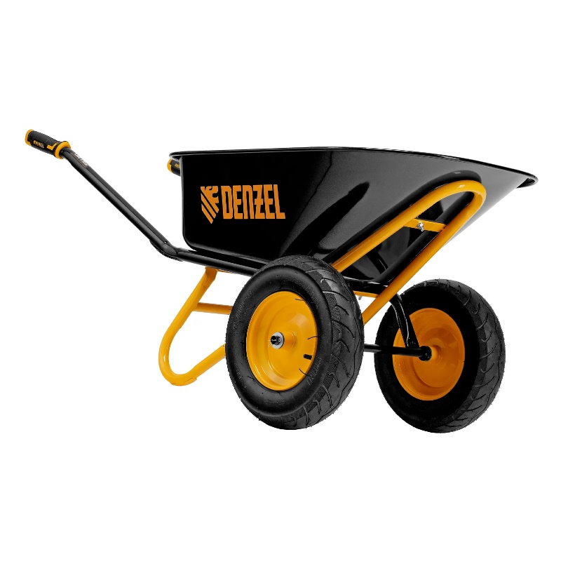 Тачка строительная Denzel 689365, усиленная, объем 120 л, 350 кг, двухколесная, колесо 16х4.00-8