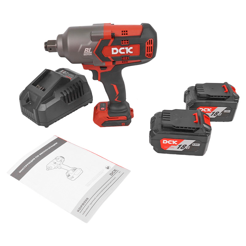 Гайковерт аккумуляторный ударный DCK KDPB998 (TYPE H2K), бесщеточный, 18 В, 3/4 ", 2*6 А/ч, 1000 НМ в Костроме