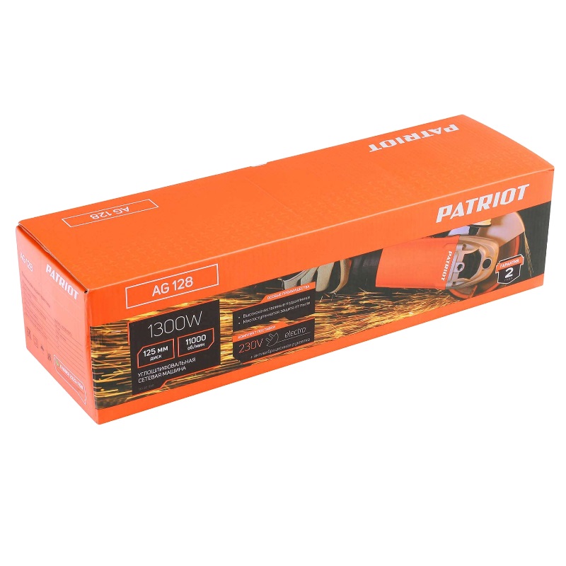 Угловая шлифмашина (болгарка) Patriot AG 128 110301128, 125 мм, 1300 Вт в Угличе
