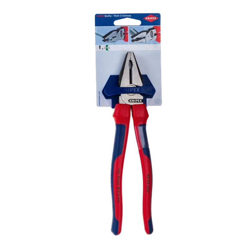 Плоскогубцы комбинированные особой мощности Knipex KN-0202225SB, 225 мм, фосфатированные, 2-компонентные ручки в Угличе