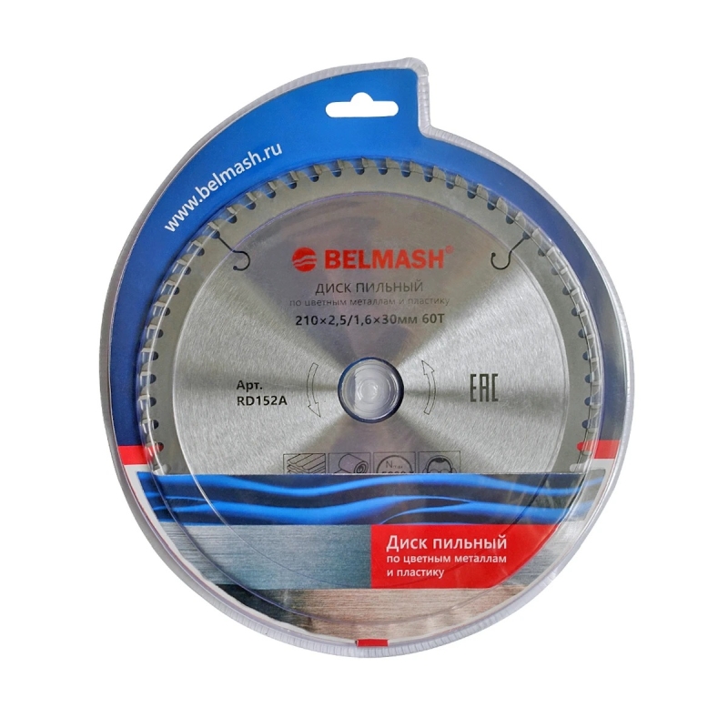 Диск пильный по цветным металлам и пластику Belmash RD152A (210*2,5/1,6*30; 60T) в Муроме