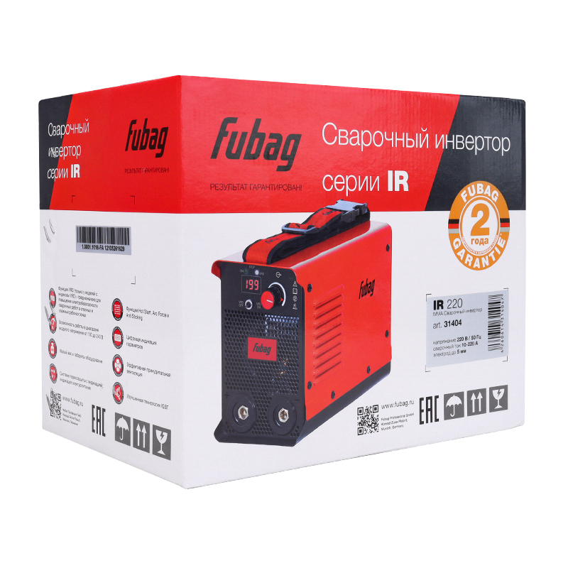 Сварочный инвертор Fubag IR 220 31404 ток 220 А вес 45кг