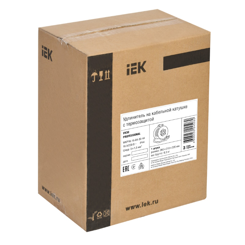Катушка IEK PROFESSIONAL УК30 WKP16-16-04-30-44, 2P+PE/30м, КГ 3х1,5мм2, IP44 в Коврове