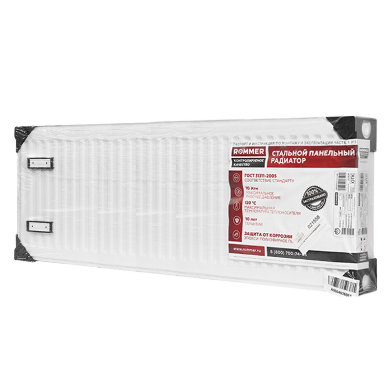 Радиатор стальной Rommer Compact RRS-2010-224100 22/400/1000, панельный, боковое подключение в Костроме