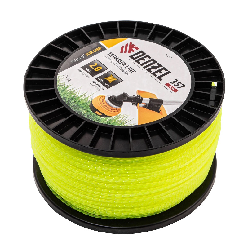 Леска для триммера Denzel  FLEX CORD 96297, витой квадрат, 2,0мм х 357м, на DIN катушке в Муроме