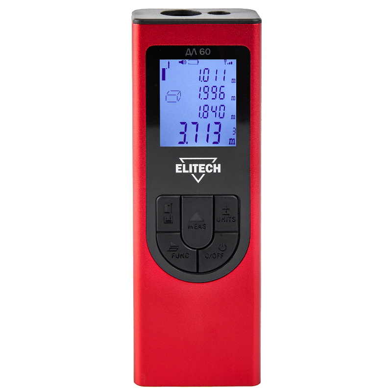 Дальномер лазерный Elitech ДМ ДЛ 60 204768, 0.03-60 м, точность ±3 мм/м, аккумулятор встроенный Li-ion в Кинешме