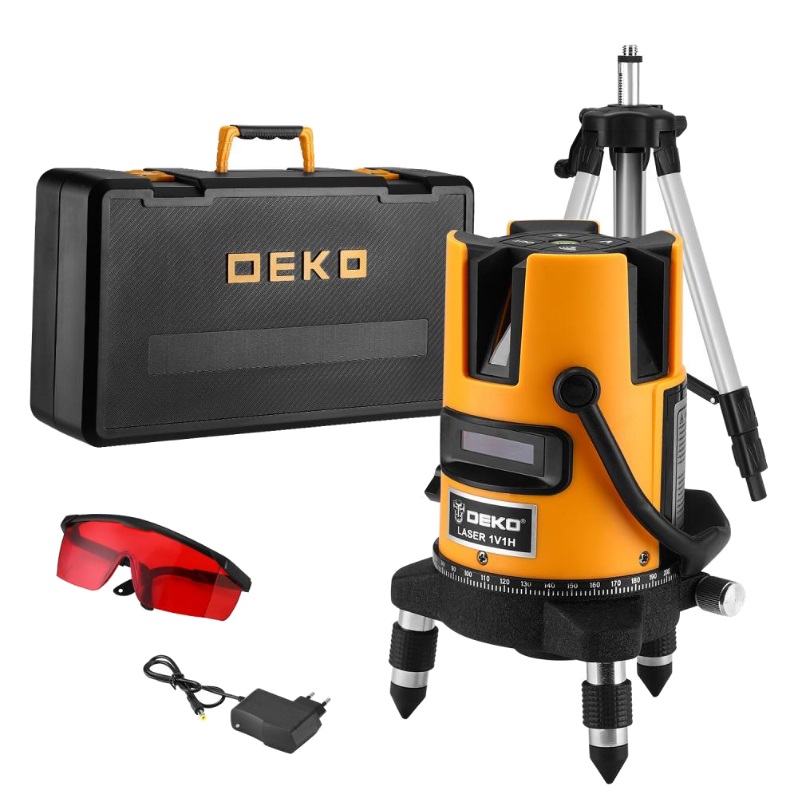 Уровень лазерный самовыравнивающийся Deko DKLL02RB PRO PREMIUM 065-0102-2 (в кейсе со штативом 1 м, 2 линии, красный луч) в Иваново