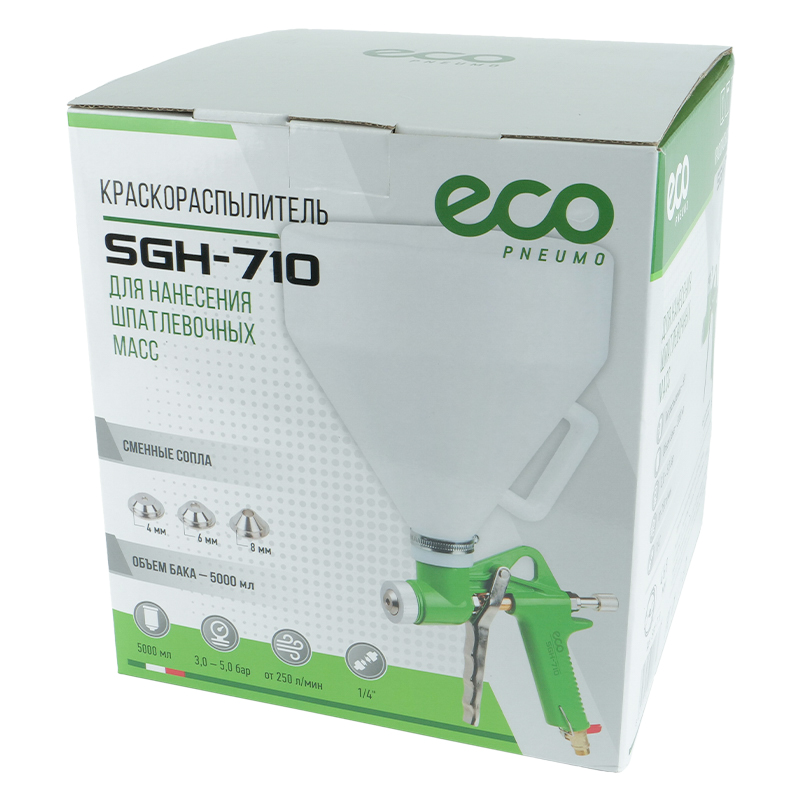 Краскопульт Eco SGH-710 HP, сопло ф4, 6, 8 мм, верхний бак в Туле