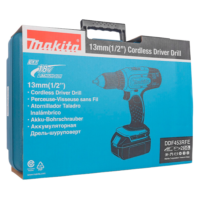 Дрель-шуруповерт аккумуляторная Makita DDF453RFE (42 Нм, 18 В, 2 АКБ 3 Ач, ЗУ, кейс) в Костроме