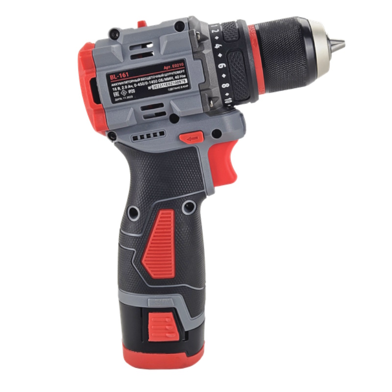 Шуруповерт аккумуляторный бесщеточный ProfiPower BL-161 E0210, 16В,40Нм,Li-ion 2шт,2.0Ач,2 скорости,0.8-10мм,З/У,в кейсе в Костроме