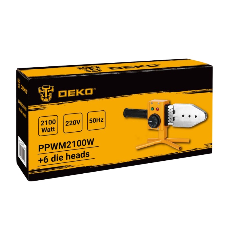 Аппарат для сварки полипропиленовых труб Deko PPWM2100W 063-4249, в металлическом кейсе, 6 насадок (20-63 мм)