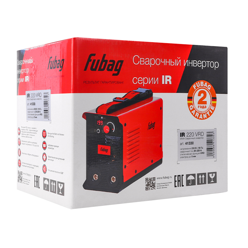 Сварочный инвертор Fubag IR 220 VRD 41330 диаметр электрода 5мм