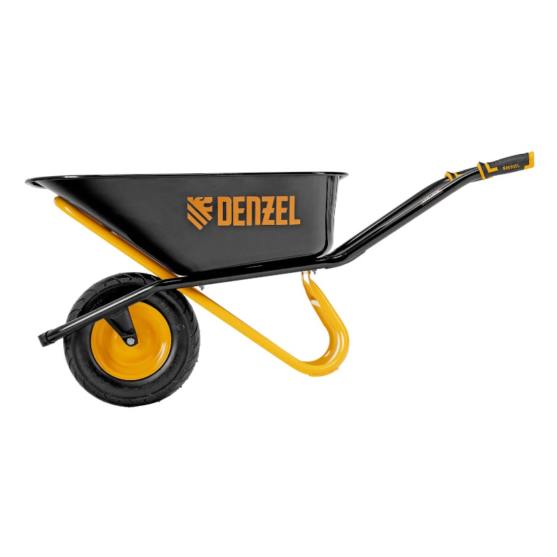 Тачка строительная Denzel 689355, усиленная, объем 120 л, 220 кг, колесо 16х4.00-8