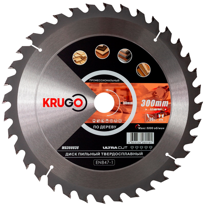 Пильный диск Krugo WA300036 300 x 3222 x 36T x 30 mm 2619₽