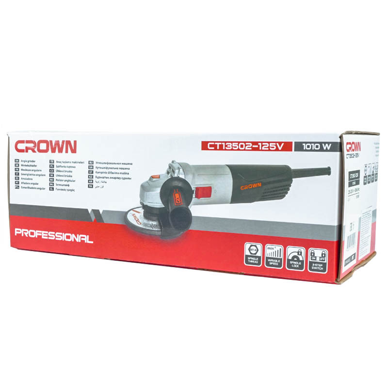 Угловая шлифмашина (болгарка) Crown CT13502-125V, 125 мм, 1010 Вт, регулировка оборотов в Рыбинске