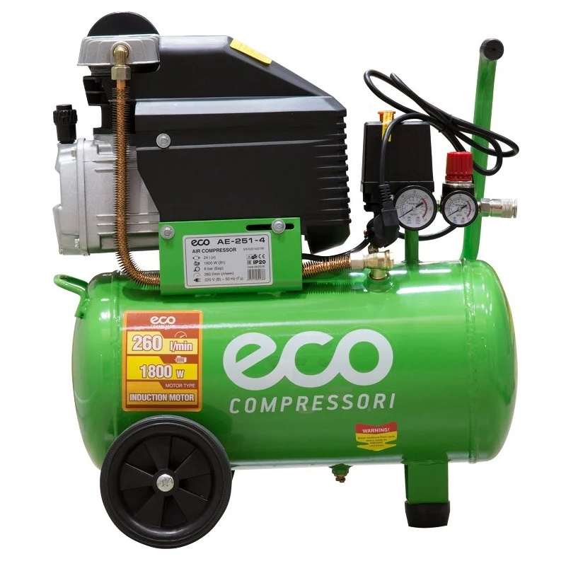 Компрессор масляный коаксиальный Eco AE-251-4 260 л/мин 8 атм, ресивер 24 л, 220 В, 1.80 кВт в Череповце