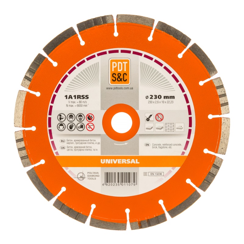 Круг отрезной алмазный PDT Universal 1A1RSS/C3 (230х2.6х10х22.2 мм) 830600UNVu в Вологде