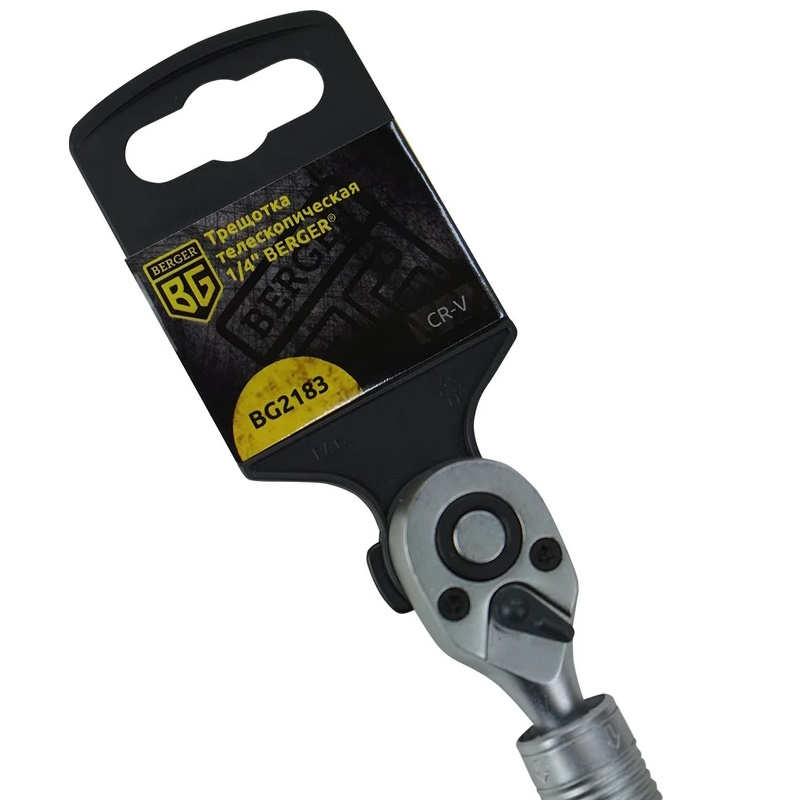 Трещотка телескопическая Berger BG BG2183, 1/4", 150-200 мм, 72 зубца